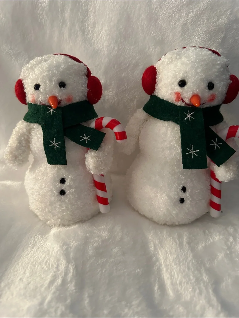 Target Pair of Cozy Snowman Holiday Decorations with Candy Canes Like New